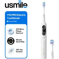 USMILE Y10 Pro elektrische Schallzahnbürste mit Smart-Display, 4 Reinigungsmodi, Schalltechnologie mit Timer und Drucksensor, 180 Tage Akkulaufzeit pro Ladung