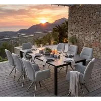 CLEMENTO STERN Gartenmöbel-Set 9tlg. PENTA Ausziehtisch 200/250x100cm mit Sunbrella Drehstühle