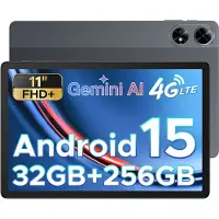 Doogee Tab G6 Plus Android 15 (Tablet), 11 Zoll, 32 GB RAM + 256 GB Speicher, 8000 mAh, Octa-Core T7280, Widevine L1, 5G/WLAN, Bluetooth 5.0, GPS, Grau
