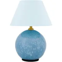 Globen Lighting Tischlampe IRIS, dimmbar, blau, für Wohn- / Esszimmer, Textil / Stoff / Seide, Vintage, Tischlampe