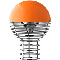 Verpan Wire Akku-Tischleuchte, Höhe 25 cm, IP44 - , Wire, dimmbar, Orange, für Wohnzimmer, Edelstahl, Design