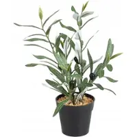 ITImport Künstlicher Olivenbaum in einem realistischen Topf, 35 cm, schöner Busch