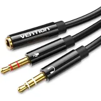 Vention BBTBY, Schwarz, 2x 3.5 mm, 3.5 mm, Männlich, Weiblich, Stoff, Thermoplastisches Elastomer (TPE)