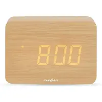 Nedis CLDK2008BN Digitaler Tischwecker LED Backlight Snooze-Funktion Holz