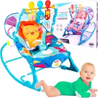 Malplay Baby Wippen elektrische Babyschaukel Sitz mit Baby Mobile Tiere Motive bis zu 3 Jahren 18 kg Blau