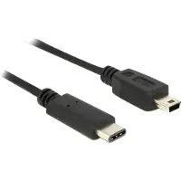 DeLOCK 0.5m, USB2.0-C/USB2.0 Mini-B, 0,5 m, Mini-USB B, USB C, USB 2.0, Männlich/Männlich, Schwarz