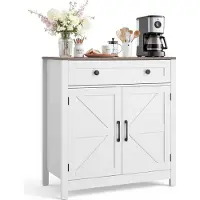 Vevor Sideboard Küchenschrank mit Schubladen, Buffetschrank Landhaus-Stil für Wohnzimmer Eingangsbereich Küche, Aufbewahrungsschrank 75 x 37,5 x 80 cm Küchenbuffet Buffetschrank Weiß + Braun