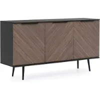Beautysofa | Kommode PARINI mit 3 Türen, Stilvoller Stauraum für Wohnzimmer, Schlafzimmer, Moderne Kommode in Braun und Schwarz Fischgrätenmuster