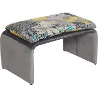 HTI Polsterhocker B/H/T 61 x 37 x 40 cm Vance Dreamy Forest Grau