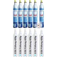 CAGO 6x CO2 Reserve-Zylinder für 425g | 60l Sprudel-Wasser - Kohlensäure Nachfüll-Flasche kompatibel mit Soda Wasser-Sprudler