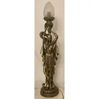 Casa Padrino Barock Tischleuchte Frau mit Cobra Schlange Antik Gold H. 74 cm - Prunkvolle Schreibtischleuchte im ägytischen Stil - Barock Leuchten - Barock Interior - Barock Möbel