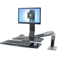 Ergotron WorkFit -A, Single LD @ Worksurface+, 9,1 kg, 61 cm (24"), 75 x 75 mm, 100 x 100 mm, Schwarz