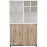 Proregal Möbelpartner Büromöbel Set Pigeon | Aktenregal, Aktenschrank & Regalkreuz | Breite 100cm | Weiß/Eiche von