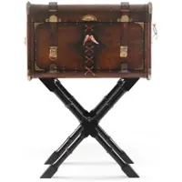 Casa Padrino Luxus Leder Minibar in Koffer Optik Braun / Schwarz / Messing 45,5 x 45,5 x H. 73 cm - Echtleder Minibar - Bar Möbel - Echtleder Möbel - Luxus Möbel in Koffer Optik