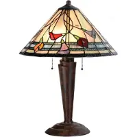 Casa Padrino Luxus Tiffany Tischleuchte Mehrfarbig / Antik Bronze Ø 40 x H. 62 cm - Tiffany Schreibtischleuchte - Wohnzimmer Deko Leuchte - Scheibtisch Deko Leuchte - Luxus Tiffany Leuchten