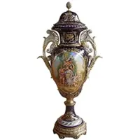 Casa Padrino Luxus Barock Porzellan Vase mit Deckel H. 126 cm - Limited Edition