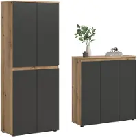 Ebuy24 .home Scarpa Universalschrank (B/H/T: 140x175x37 cm) anthrazit und Evoke Oak Nachbildung