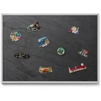 Tulup Magnettafel Magnetboard Metall Bedruckt Steinmauerstruktur 100x70 cm Wand-Magnettafel für Reisesouvenirs Silberner Rahmen