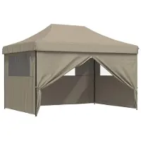vidaXL Party-Zelt 279 x 410 x 315 cm Taupe Oxford-Stoff