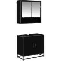 vidaXL Badezimmermöbel-Set 2 pcs Schwarz Eichen-Optik Holzwerkstoff