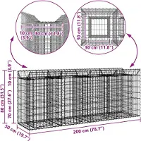 vidaXL Gabionen-Hochbeet 2 Stk. 200 x 50 x 80 cm Verzinkter Stahl