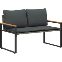 vidaXL Bank mit Kissen Grau und Dunkelgrau 115 x 65 x 72 cm Rattan