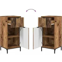 vidaXL Badezimmermöbel-Set mit Tür 2 pcs Altholz Sperrholz und Metall