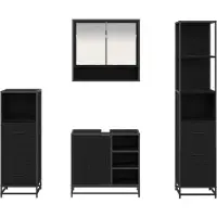 vidaXL Badezimmermöbel-Set 4 stk. Schwarz Eichen-Optik 65 x 33 x 60 cm