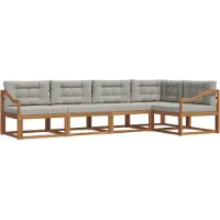 vidaXL Outdoor-Sofagarnitur mit Kissen 5 pcs Natürlich und Hellgrau
