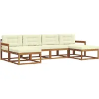 vidaXL Outdoor-Sofagarnitur mit Kissen 6 pcs Natur und Creme