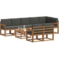 vidaXL Outdoor-Sofagarnitur 9 stk. Natur und Anthrazit
