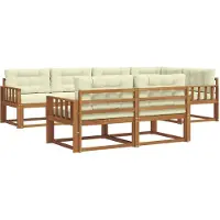 vidaXL Outdoor-Sofagarnitur mit Kissen 7 pcs Natur und Creme
