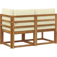 vidaXL Outdoor Mittel- und Ecksofa mit Kissen 2 Stück Natur und Creme