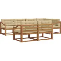 vidaXL Outdoor-Sofagarnitur mit Kissen 7 pcs Natur und Beige