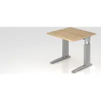 Proregal - Büromöbel mit top Leistungsdaten Schreibtisch Mauri | Eiche | Silber Gestell | BxT 80x80cm | Arbeitshöhe 68-86cm | höhenjustierbar, 2cm Raster | C-Fuß-Gestell | Rechteckform