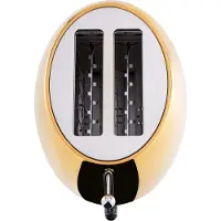 Bugatti - Romeo, Multifunktions-Design-Toaster aus Edelstahl, 7 Bräunungsstufen, 4 Funktionen, ohne Zange, 870-1035 W, Glänzendes Goldgelb
