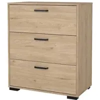 Wellhome - Schlafzimmerkommode mit 3 Schubladen in der Farbe Eiche 71 x 40 x 83 cm - Eria Oak