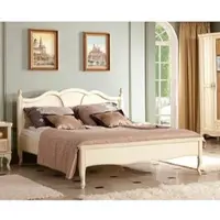 Casa Padrino Luxus Jugendstil Doppelbett Cremefarben 194 x 214,2 x H. 107,5 cm - Elegantes Massivholz Bett - Barock & Jugendstil Schlafzimmer Möbel