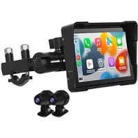 Lescars Motorrad-Navi-Display, 5", CarPlay- & Android-Auto-komp., 2 Kameras