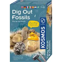 Kosmos 657918 Fossilien Ausgrabungs-Set, Grabe echte Versteinerungen und Bernstein selbst aus, mit Hammer und Meißel, Experimentierset für Kinder ab 7 Jahre