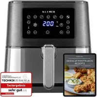KLAMER 63378, Heißluftfritteuse, 5,5 l, Einzelbild, Schwarz, Silber, Berührung, 1700 W