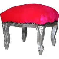 Casa Padrino Barock Fußhocker Pink / Silber - Antik Stil Möbel - Hocker