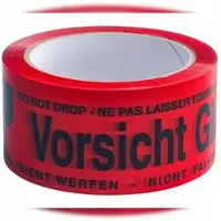 VEPATIM 36x Packband Klebeband OPP-919NN 50mmx66m rot mit Aufdruck VORSICHT GLAS