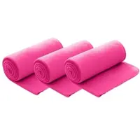 Wometo 3er Set Polar Fleecedecke 130x160 cm, OEKO-TEX ca. 400g Gewicht, mit Antipilling & Kettelrand - Farbe pink