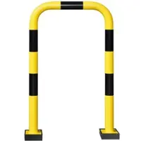 Proregal Rammschutz-Bügel Swing mit PU-Federelement | HxB 124x75cm | Rohr-Ø 7,6cm | Feuerverzinkter & kunststoffbeschichteter Stahl | Schwarz-Gelb