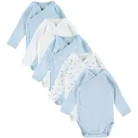 Petit Bateau Wickel Bodys l/ä - 5er-Pack - Weiß/Blau - - 6 mt - Body L/Ä