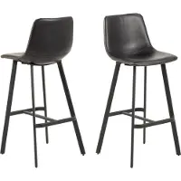 Ebuy24 Oregon Barhocker mit creme Kontrastnähten, schwarz.