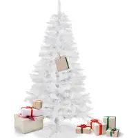 Springos Exklusiver Künstlicher Weihnachtsbaum 220 cm Weiß | Moderner Tannenbaum für stilvolle Weihnachtsdekoration | Christbaum mit stabilem Ständer