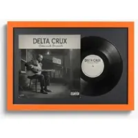 K-Möbel Schallplatten Rahmen Orange 40x60cm 2er Set mit Schwarzem Passepartout für Vinyl & Cover