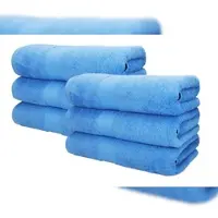 Betz 6 Stück Saunatücher Saunatuch Saunahandtuch Set Premium 100% Baumwolle Frottier XXL Badetuch Strandtuch Größe 70x200 cm Farbe hellblau